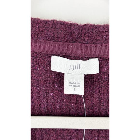 J Jill Tweed V Neck Knit Sweater Pullover Womens Size Small Cabernet Purple New - Picture 7 of 12